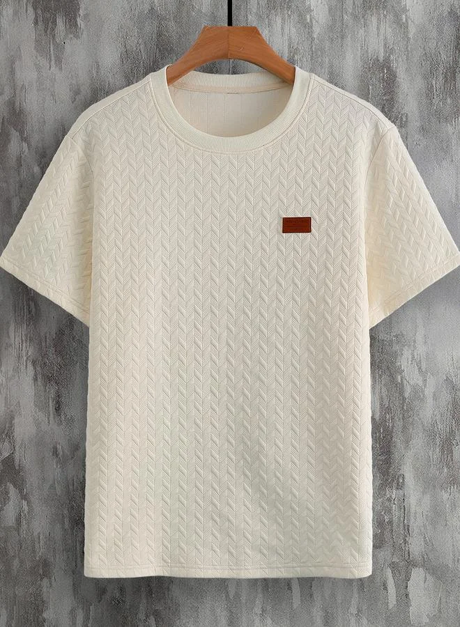 تايك تو تيشيرت سادة بأكمام قصيرة وملمس بارز